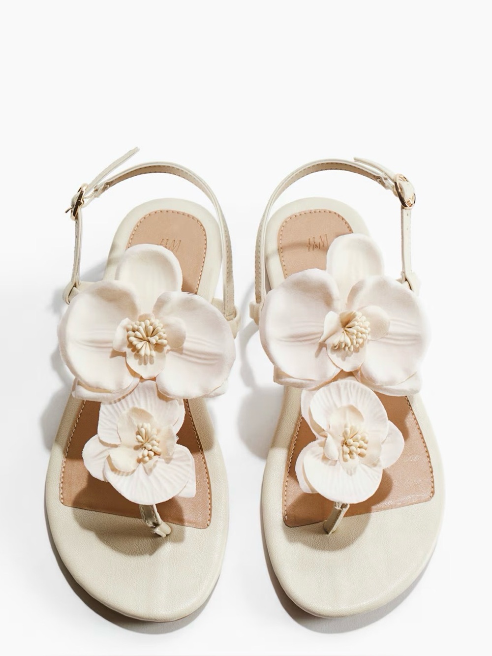 H&M Cream Floral Thong Sandals